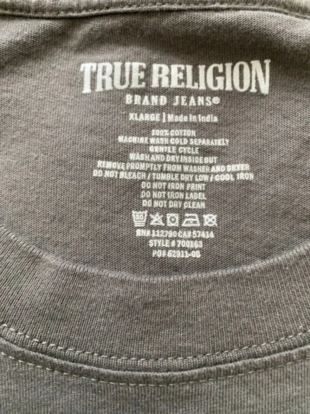 TRUE RELIGION Gray Embossed XL Men’s T-Shirt
